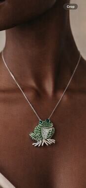 Vintage Sterling Silver Frog Necklace 925 Italy Swarovski NWT